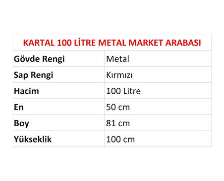 Kartal Metal Market Alışveriş Arabası 100 Litre