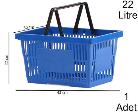 Plastik Market Alışveriş El Sepeti 22 Litre Mavi 1 Adet