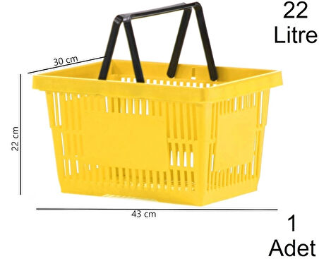 Plastik Market Alışveriş El Sepeti 22 Litre Sarı 1 Adet