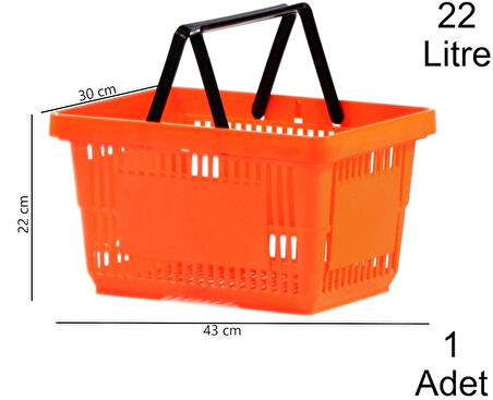 Plastik Market Alışveriş El Sepeti 22 Litre Turuncu 1 Adet