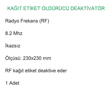 Kağıt Etiket Öldürücü Deaktivatör RF Radyo Frekans İkazsız