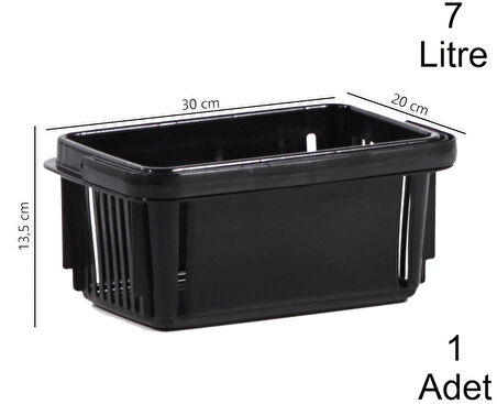 Plastik Kozmetik Alışveriş El Sepeti 7 Litre Siyah 1 Adet