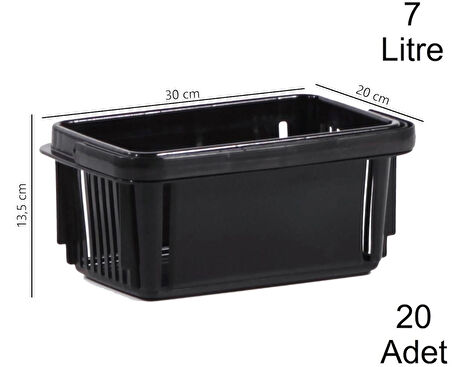 Plastik Kozmetik Alışveriş El Sepeti 7 Litre Siyah 20 Adet