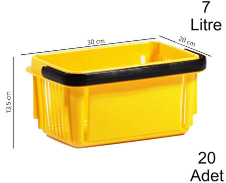 Plastik Kozmetik Alışveriş El Sepeti 7 Litre Sarı 20 Adet