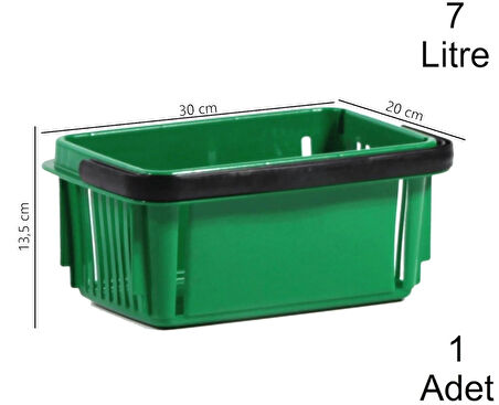 Plastik Kozmetik Alışveriş El Sepeti 7 Litre Yeşil 1 Adet