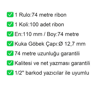 110x74 Metre Wax Ribon 100 Adet