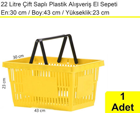 Plastik Market Alışveriş El Sepeti 22 Litre Sarı 1 Adet