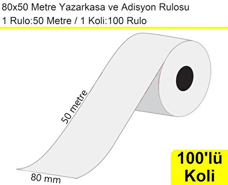 80x50 Metre Termal Yazarkasa ve Adisyon Rulosu 100 Adet