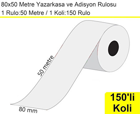 80x50 Metre Termal Yazarkasa ve Adisyon Rulosu 150 Adet