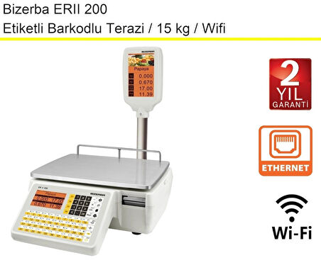 Bizerba ERII 200 Etiketli Barkodlu Terazi 15 KG Wifi