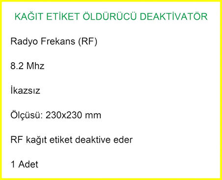 Kağıt Etiket Öldürücü Deaktivatör RF Radyo Frekans İkazsız