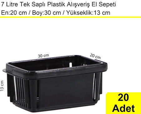 Plastik Kozmetik Alışveriş El Sepeti 7 Litre Siyah 20 Adet