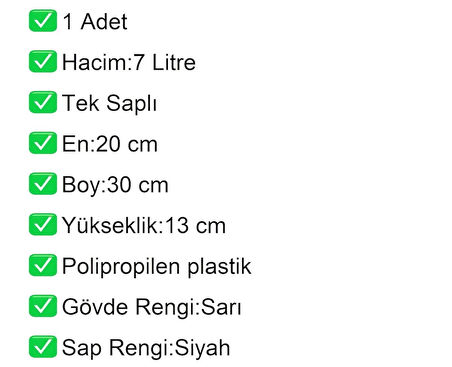 Plastik Kozmetik Alışveriş El Sepeti 7 Litre Sarı 1 Adet