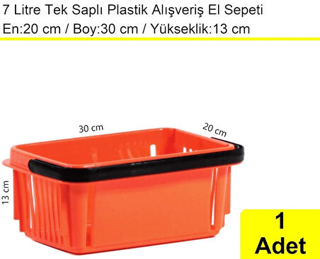 Plastik Kozmetik Alışveriş El Sepeti 7 Litre Turuncu 1 Adet
