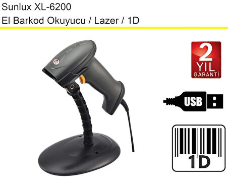 Sunlux XL-6200 Lazer El Barkod Okuyucu 1D