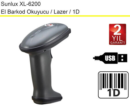 Sunlux XL-6200 Lazer El Barkod Okuyucu 1D