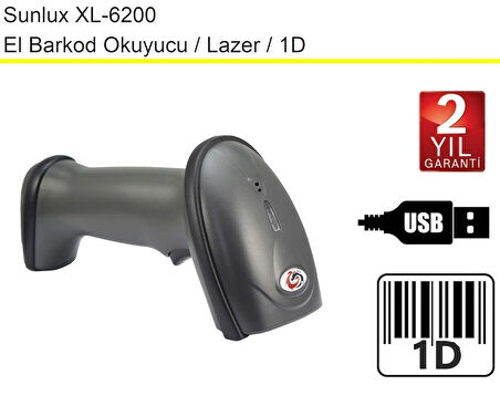 Sunlux XL-6200 Lazer El Barkod Okuyucu 1D