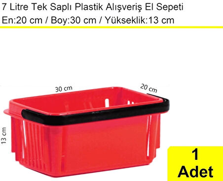 Plastik Kozmetik Alışveriş El Sepeti 7 Litre Kırmızı 1 Adet
