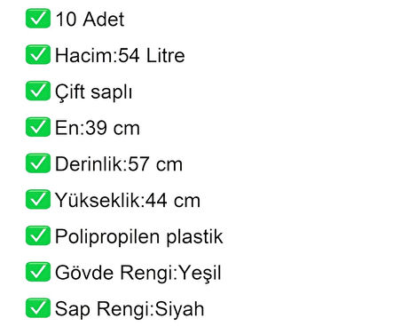 Tekerlekli Plastik Market Alışveriş El Sepeti 54 Litre Mavi 10 Adet