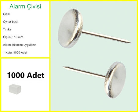 Alarm Etiketi Çivisi Metal Başlı 1000 Adet