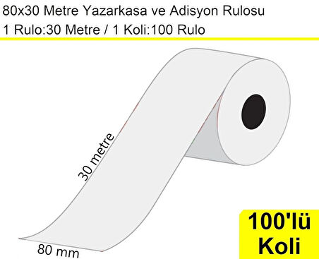 80x30 Metre Termal Yazarkasa ve Adisyon Rulosu 100 Adet