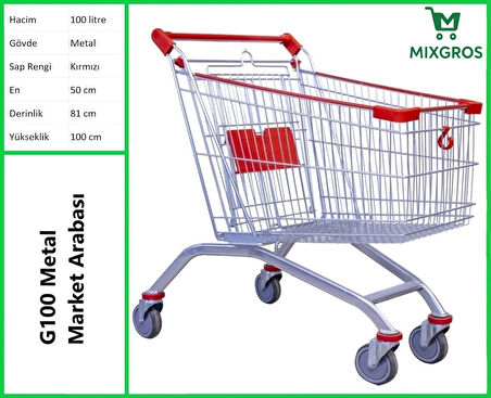 G100 Metal Market Alışveriş Arabası 100 Litre