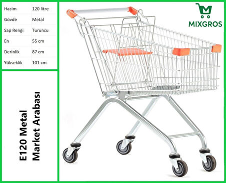 E120 Metal Market Alışveriş Arabası 120 Litre