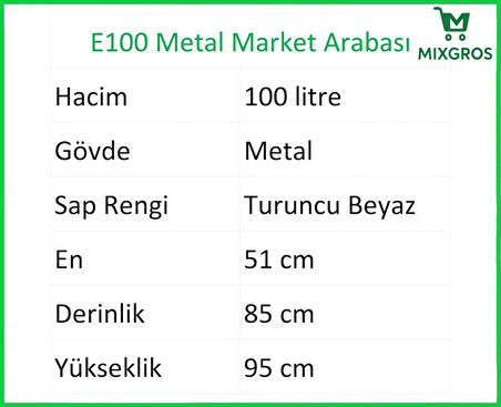 E100 Metal Market Alışveriş Arabası 100 Litre