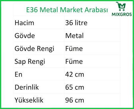 E36 Şarküteri ve Kuruyemiş Metal Market Arabası 36 Litre Füme
