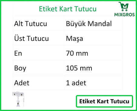 Etiket Tutucu / Maşalı / Büyük Mandal / Şeffaf / 70x105 mm / 1 Adet