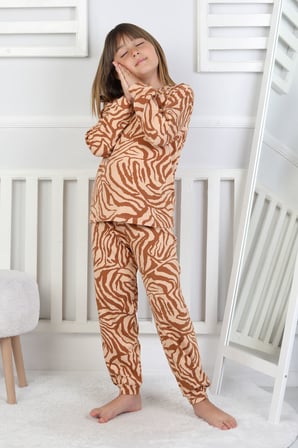 Kaplan Desenli Kız Çocuk Pijama Takımı