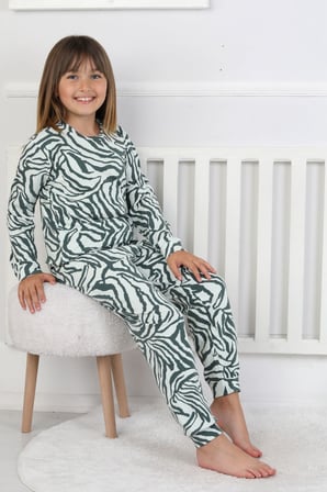 Kaplan Desenli Kız Çocuk Pijama Takımı