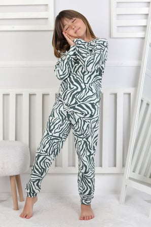 Kaplan Desenli Kız Çocuk Pijama Takımı
