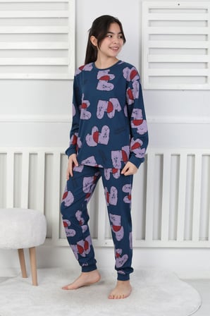 Tangled Hearts Desenli Kız Çocuk Pijama Takımı 8-13