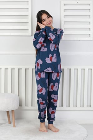 Tangled Hearts Desenli Kız Çocuk Pijama Takımı 8-13