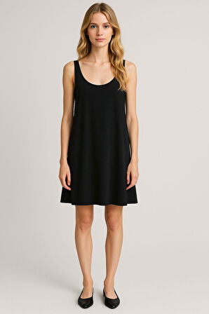 2 Adet A Kesim Pamuklu Kalın Askılı Atlet Elbise