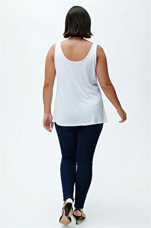 A Kesim Büyük Beden Pamuklu Kalın Askılı Atlet Tişört