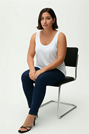 A Kesim Büyük Beden Pamuklu Kalın Askılı Atlet Tişört