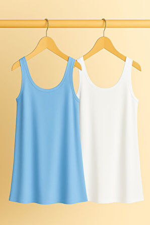 2 Adet A Kesim Rahat Kalıp Basic Kalın Askılı Atlet Tişört