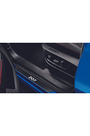 PEUGEOT 207 TÜM MODELLER UYUMLU OLD KARBON KAPI EŞİĞİ 4 PARÇA KROM YAZILI