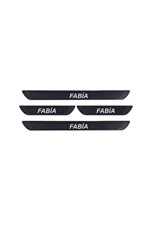 SKODA FABİA TÜM MODELLER UYUMLU OLD KARBON KAPI EŞİĞİ 4 PARÇA KROM YAZILI