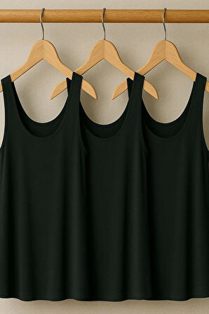 3 Adet A Kesim Rahat Kalıp Basic Kalın Askılı Atlet Tişört