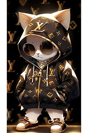 Kedi Kapı Direk Kaplama Folyosu BASKILI STİCKER Sağ-Sol 2 Adet 22*50 CM