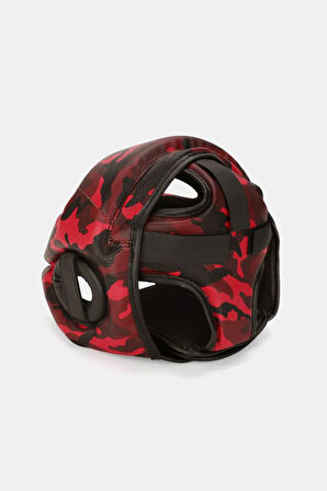 Titan Sport Yüz Korumalı Boks Kaskı , Kırmızı Siyah Kamuflaj Desenli Model