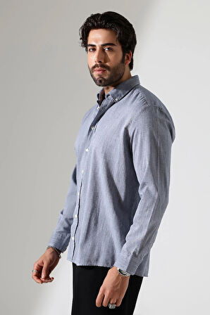 Oversize Kesim Uzun Kol Pamuk Keten Erkek Gömlek