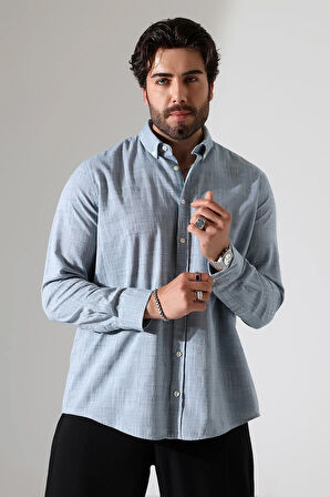 Oversize Kesim Uzun Kol Pamuk Keten Erkek Gömlek