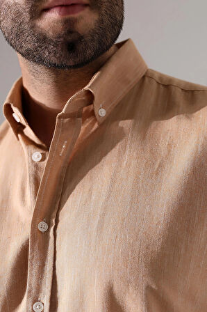 Oversize Kesim Uzun Kol Pamuk Keten Erkek Gömlek