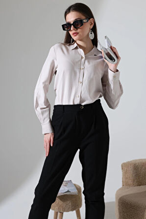Şamre Kumaş Slim Fit Klasik Kadın Gömlek