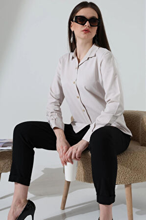 Şamre Kumaş Slim Fit Klasik Kadın Gömlek