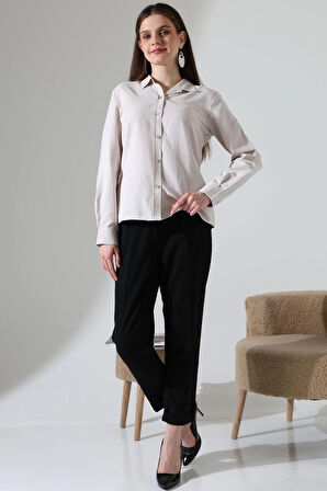 Şamre Kumaş Slim Fit Klasik Kadın Gömlek